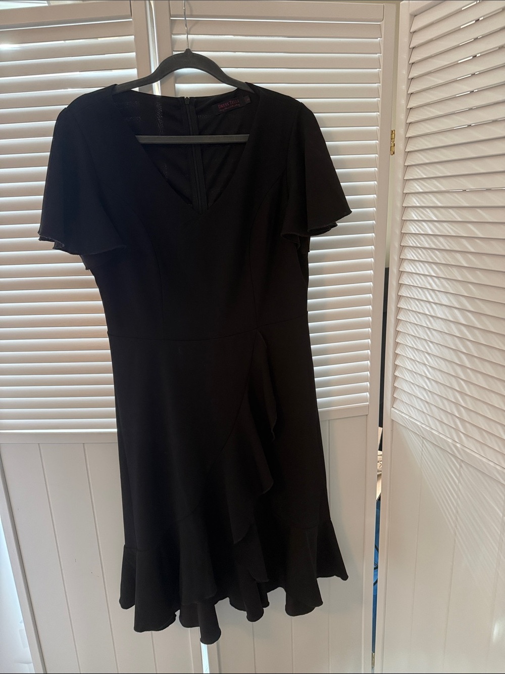 Black V-Neck Ruffle Midi Dress